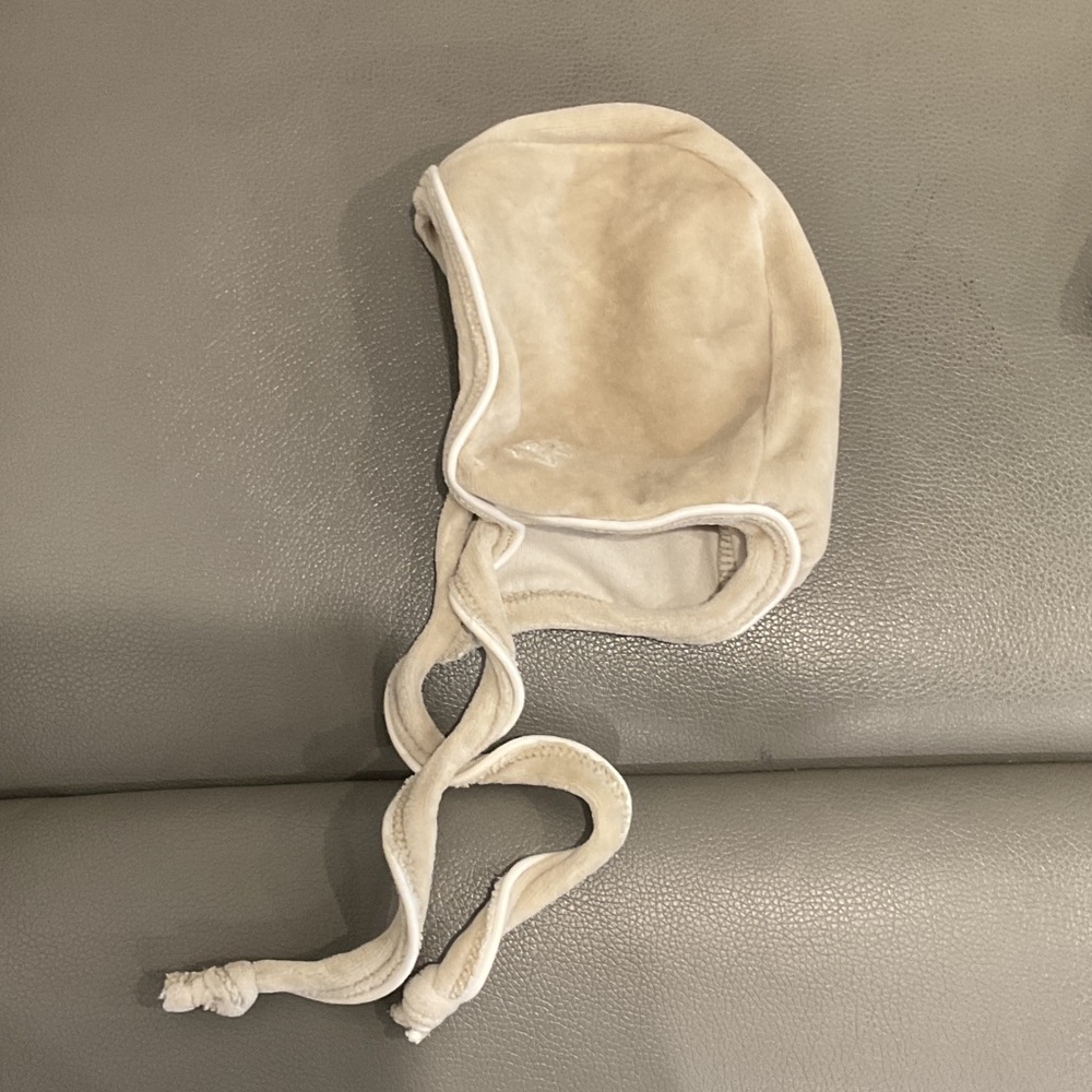 Elys & co Kids Beige velour Baby Bonnet Hat
